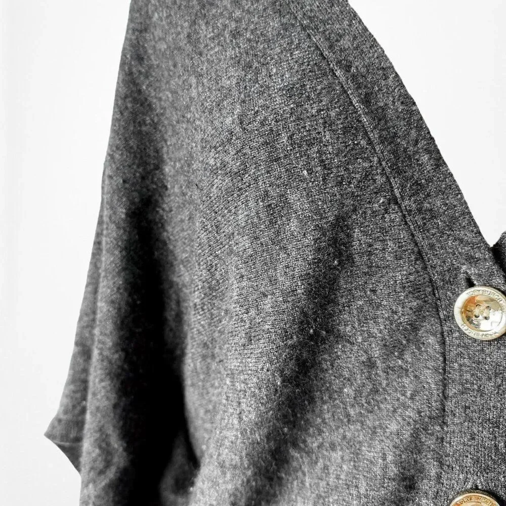 Vintage Y2K Tory Burch Cashmere Gray Button Down Oversized Knit Cardigan Size S